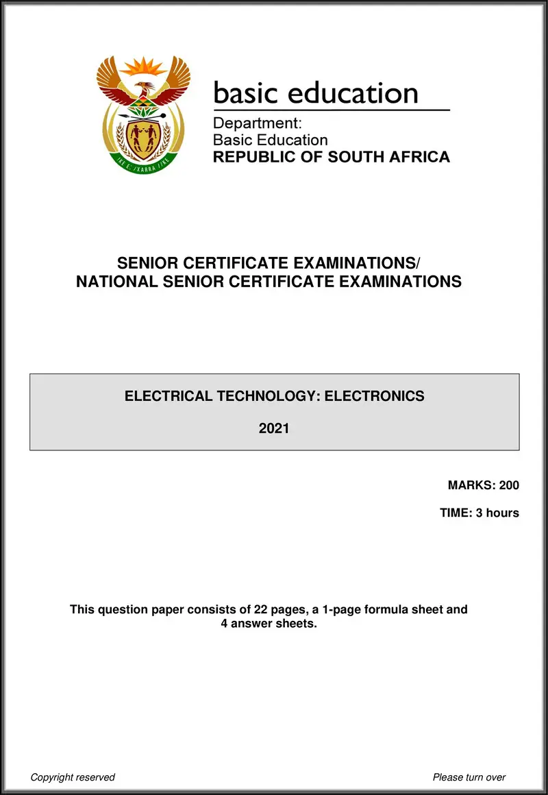 Grade 12 Electrical Technology past paper 2021 – electrical technology may june 2021 electronics eng gr12