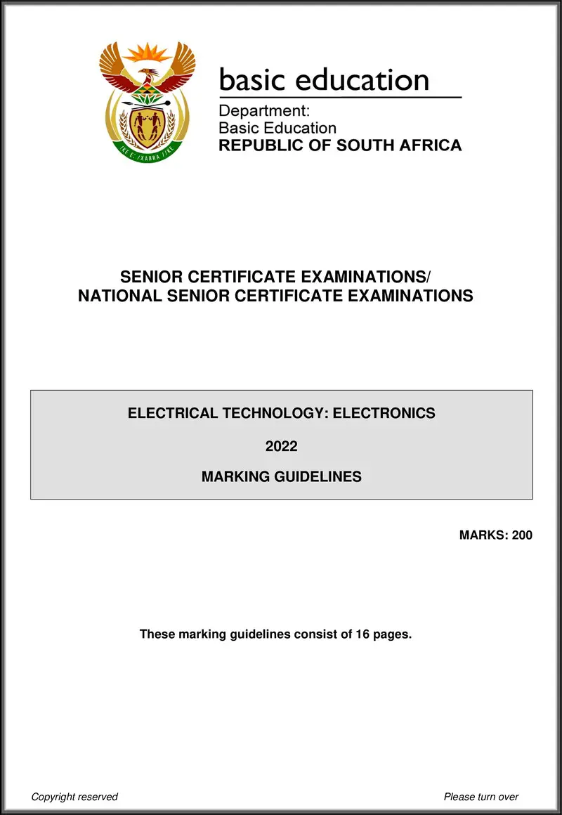 Grade 12 Electrical Technology past paper 2022 – electrical technology may june 2022 electronics mg eng gr12