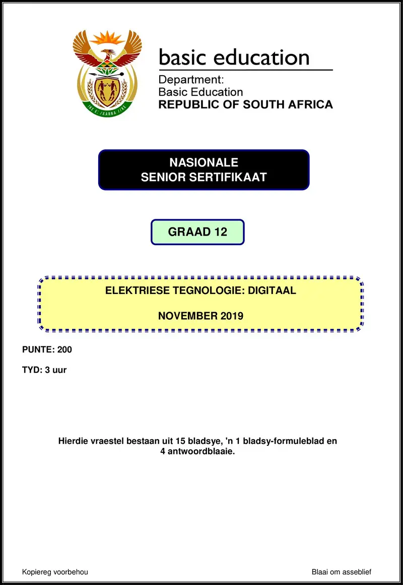 Grade 12 Electrical Technology past paper 2019 – electrical technology nov 2019 digital afr gr12
