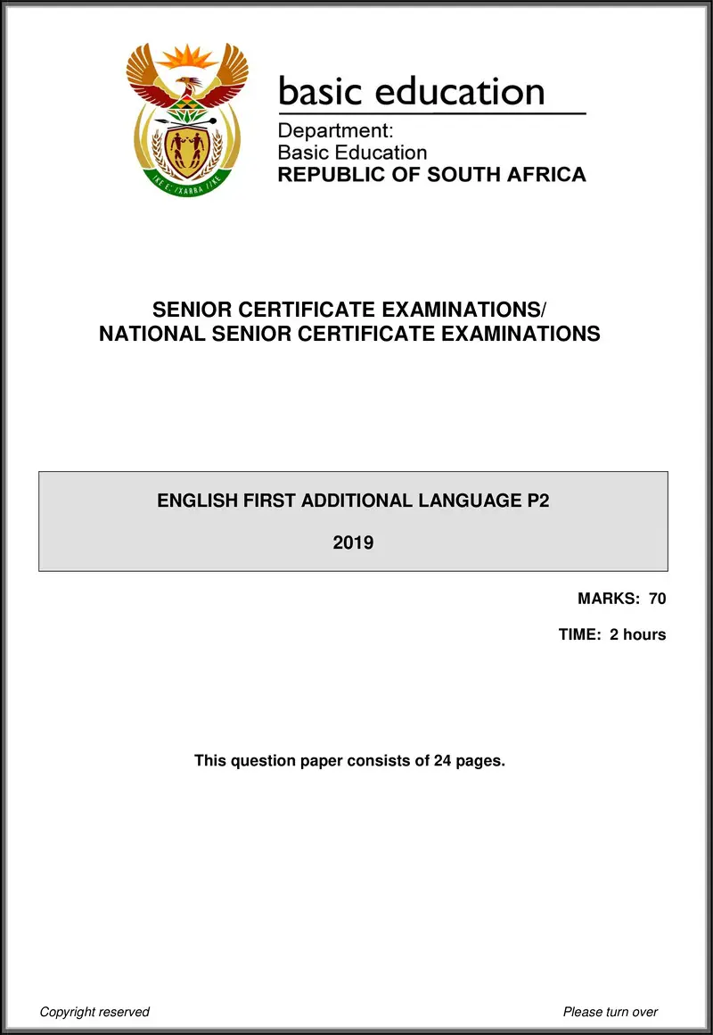 Grade 12 English past paper 2019 – english fal p2 may june 2019 gr12