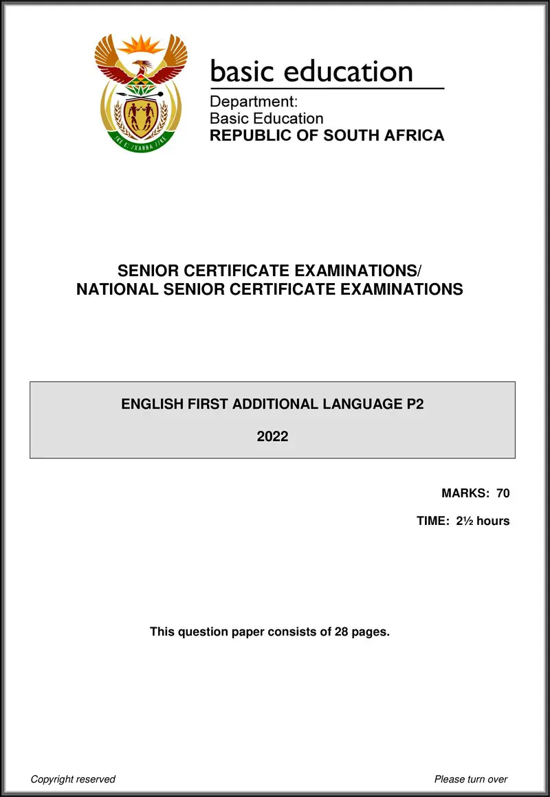 Grade 12 English past paper 2022 – english fal p2 may june 2022 gr12