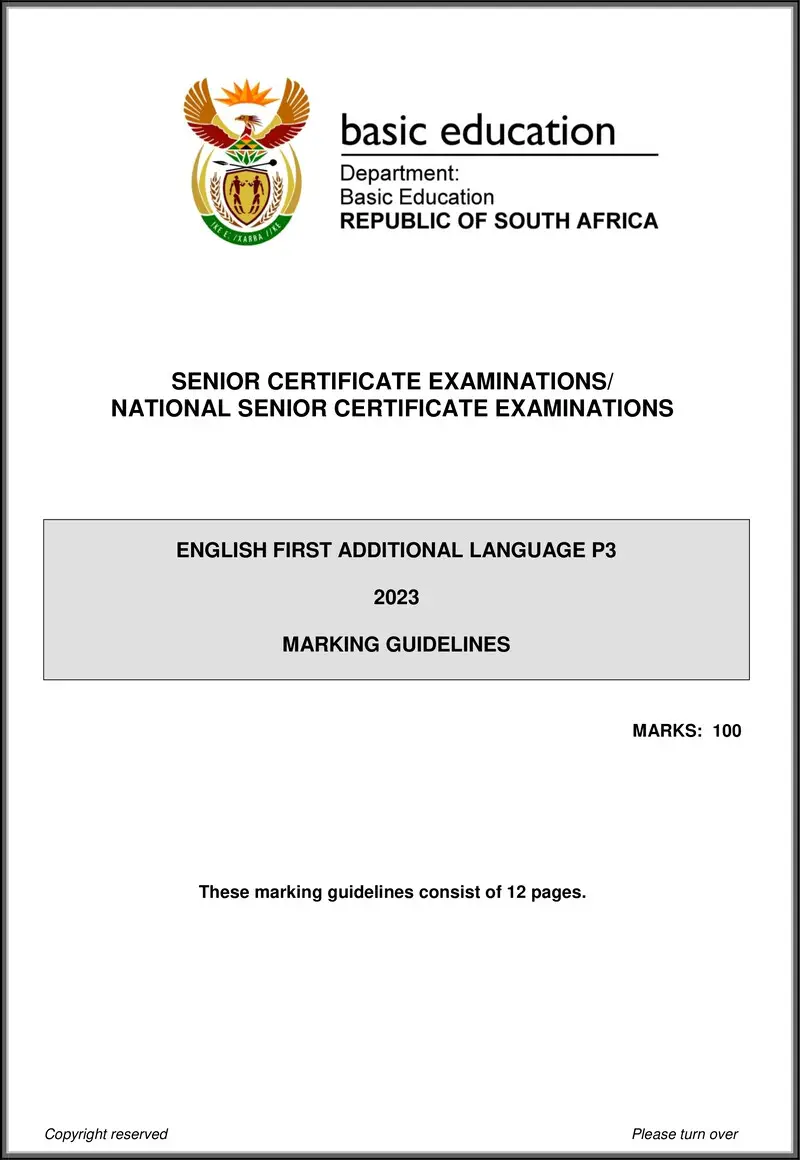 Grade 12 English past paper 2023 – english fal p3 may june 2023 mg gr12