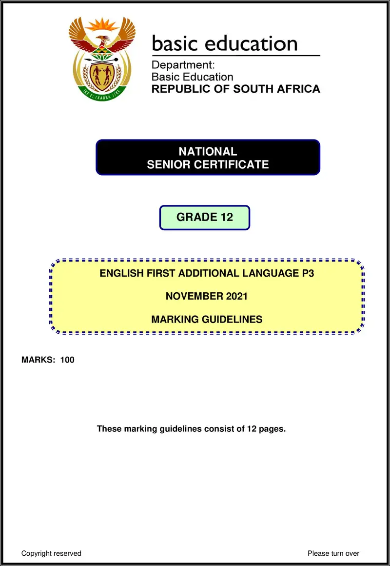 Grade 12 English past paper 2021 – english fal p3 nov 2021 mg gr12