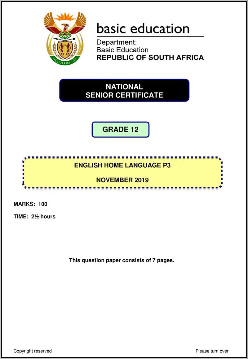 Grade 12 English past paper 2019 – english hl p3 nov 2019 gr12