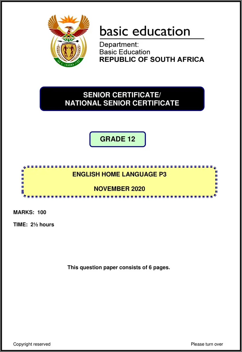 Grade 12 English past paper 2020 – english hl p3 nov 2020 gr12