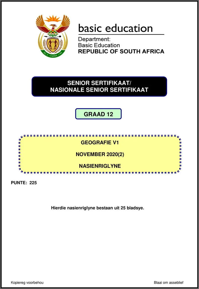 Grade 12 Geography past paper 2020 – geography p1 nov 2020 memo afr gr12