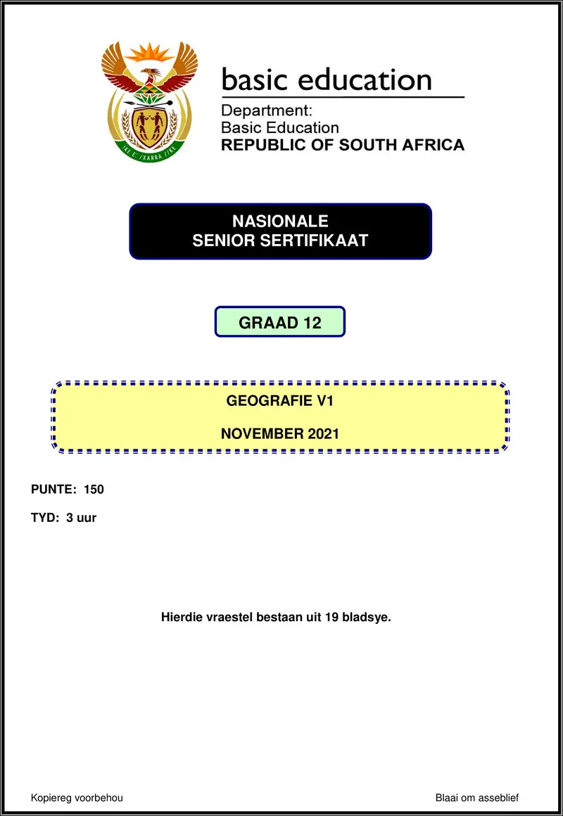 Grade 12 Geography past paper 2021 – geography p1 nov 2021 afr gr12