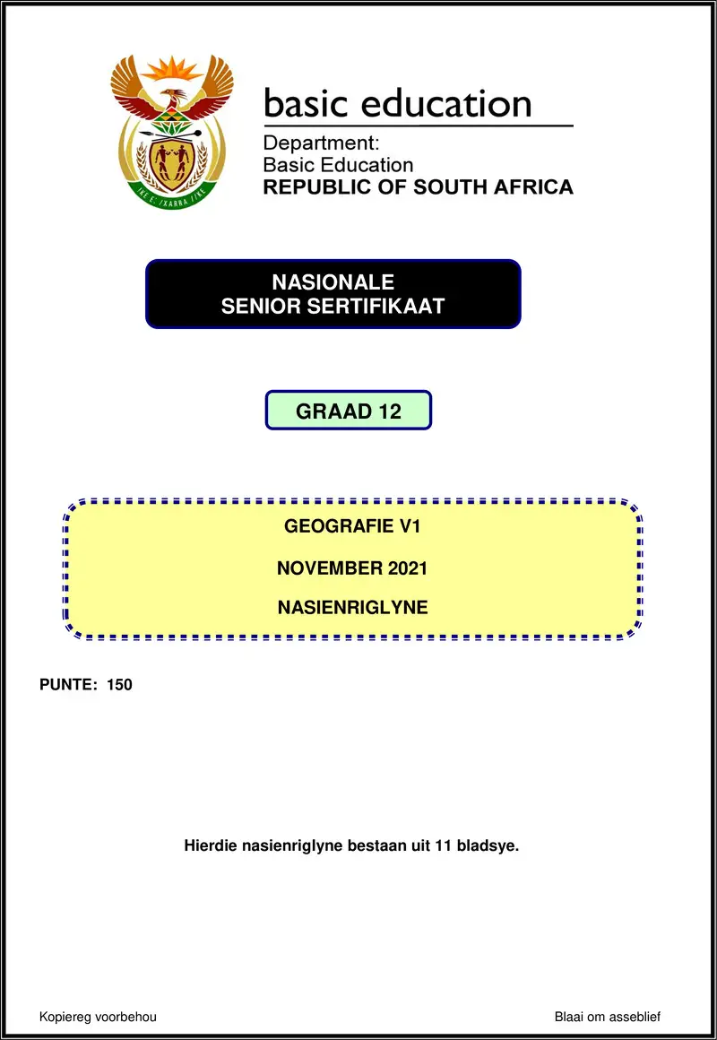 Grade 12 Geography past paper 2021 – geography p1 nov 2021 mg afr gr12
