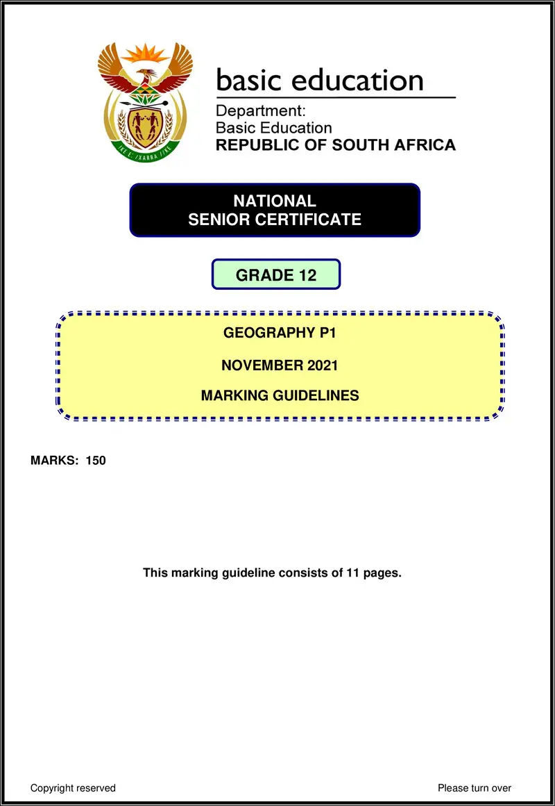 Grade 12 Geography past paper 2021 – geography p1 nov 2021 mg eng gr12