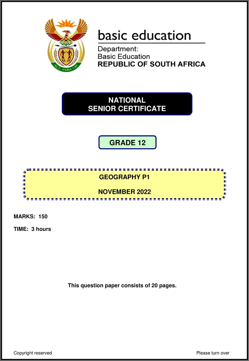 Grade 12 Geography past paper 2022 – geography p1 nov 2022 eng gr12