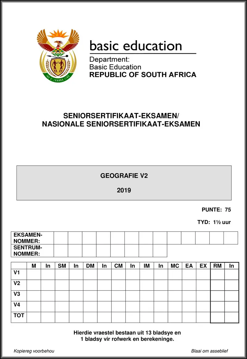 Grade 12 Geography past paper 2019 – geography p2 may june 2019 afr gr12
