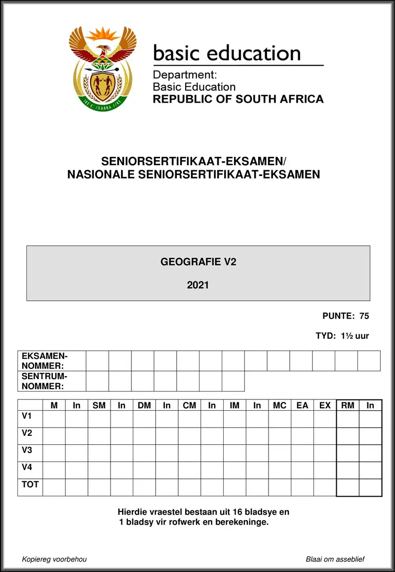 Grade 12 Geography past paper 2021 – geography p2 may june 2021 afr gr12
