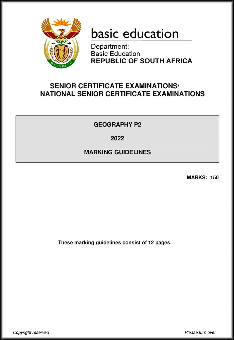 Grade 12 Geography past paper 2022 – geography p2 may june 2022 mg eng gr12