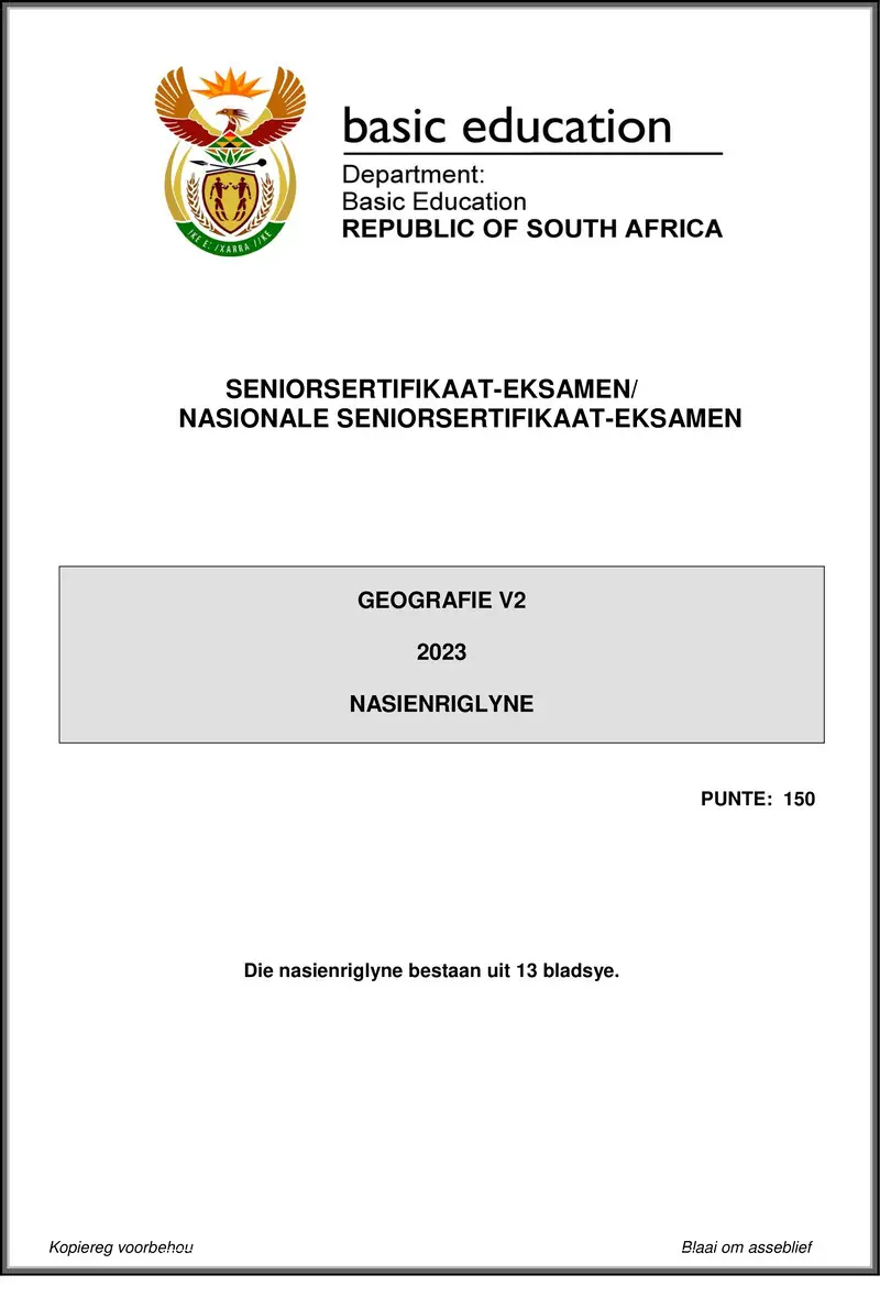 Grade 12 Geography past paper 2023 – geography p2 may june 2023 mg afr gr12