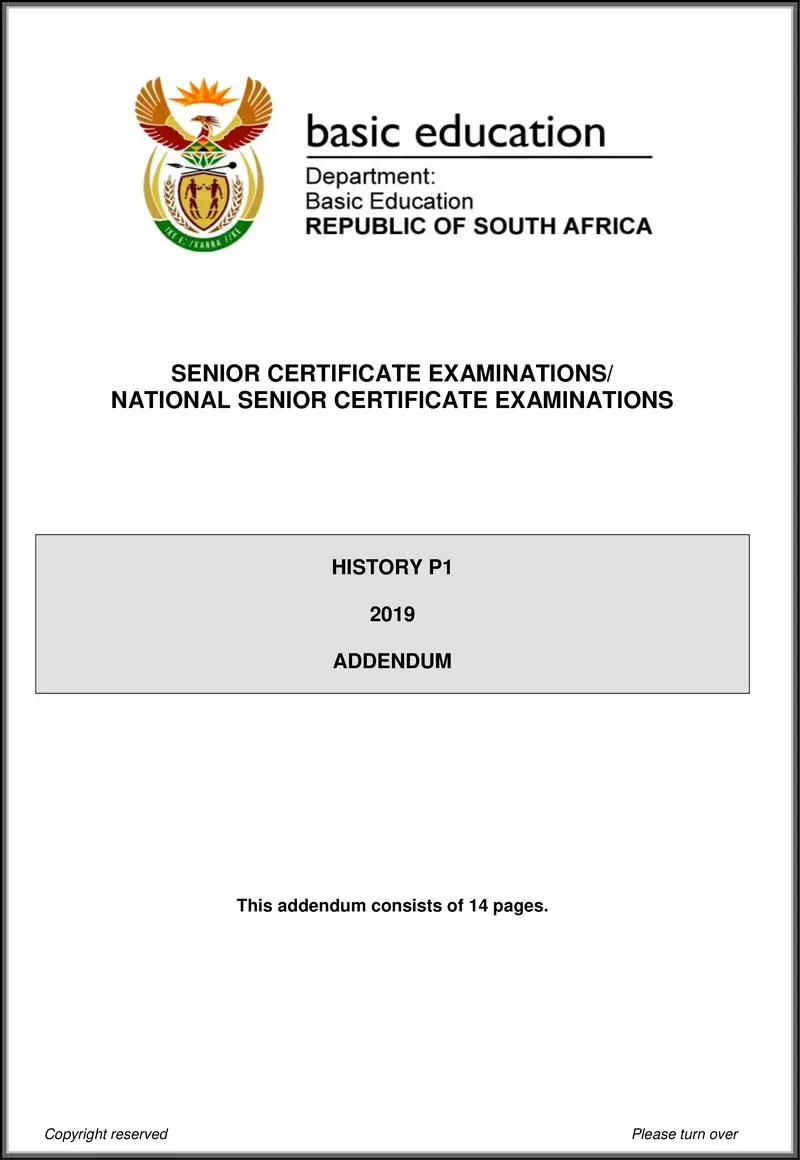 Grade 12 History past paper 2019 – history p1 may june 2019 addendum eng gr12