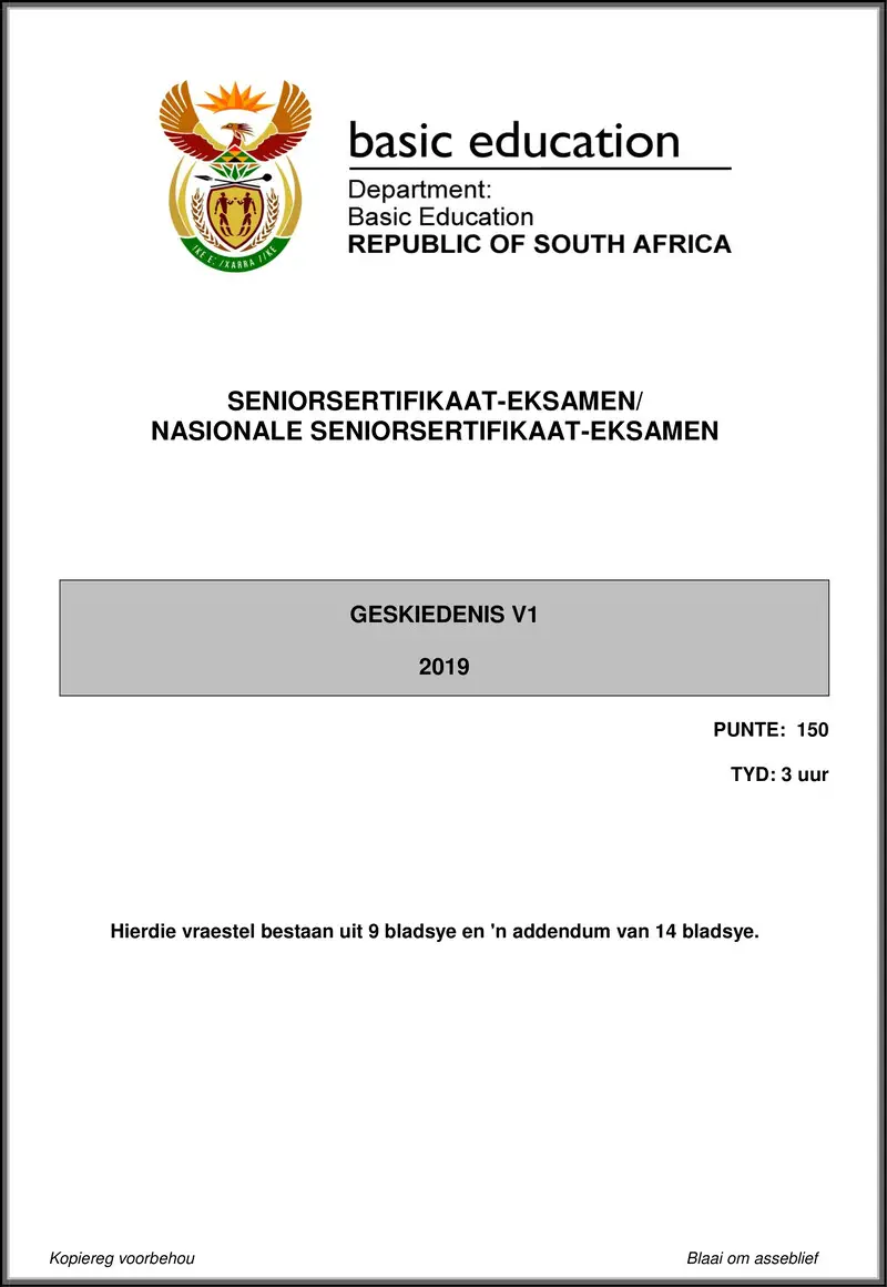Grade 12 History past paper 2019 – history p1 may june 2019 afr gr12