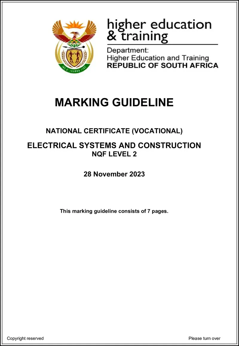 Electrical Systems And Construction L2 MEMO Nov 2023 Edited preview