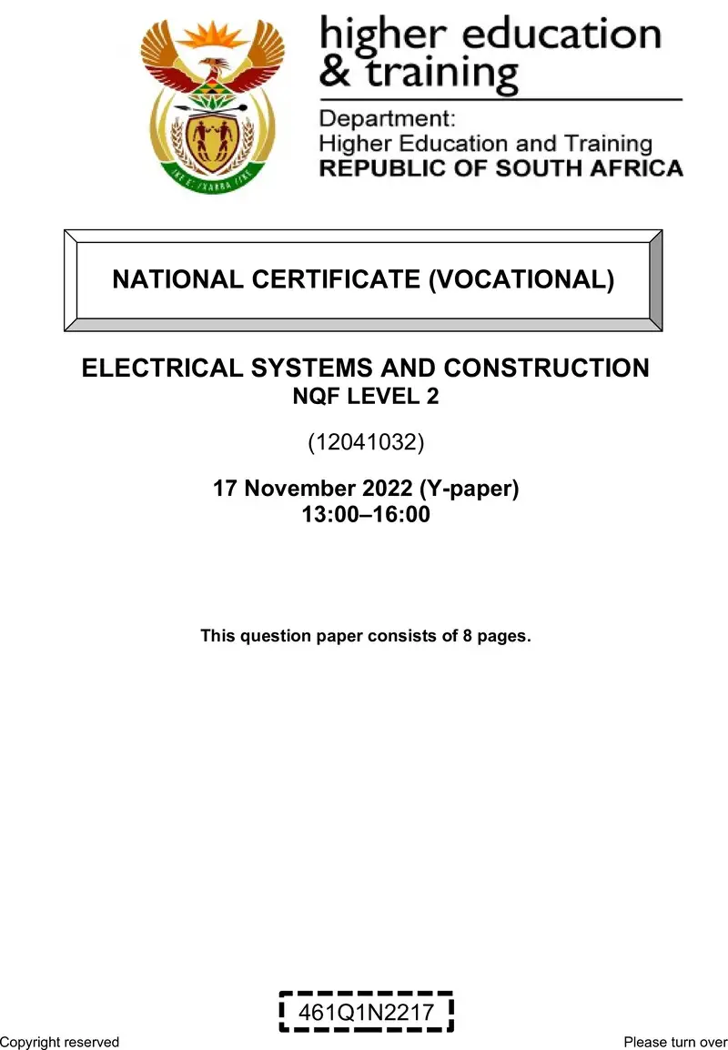 Electrical Systems And Construction L2 QP Nov 2022 Marais preview