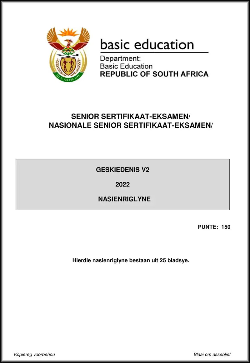 Grade 12 History past paper 2022 – history p2 may june 2022 mg afr gr12