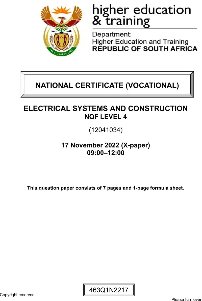 Electrical Systems And Construction L4 QP Nov 2022 preview