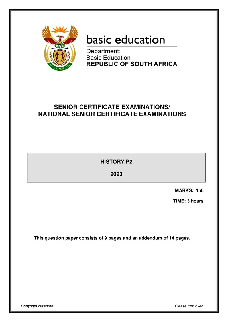 Grade 12 History past paper 2023 – history p2 may june 2023 eng gr12