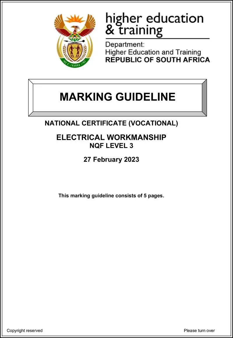 Electrical Workmanship L3 MEMO Feb 2023 preview