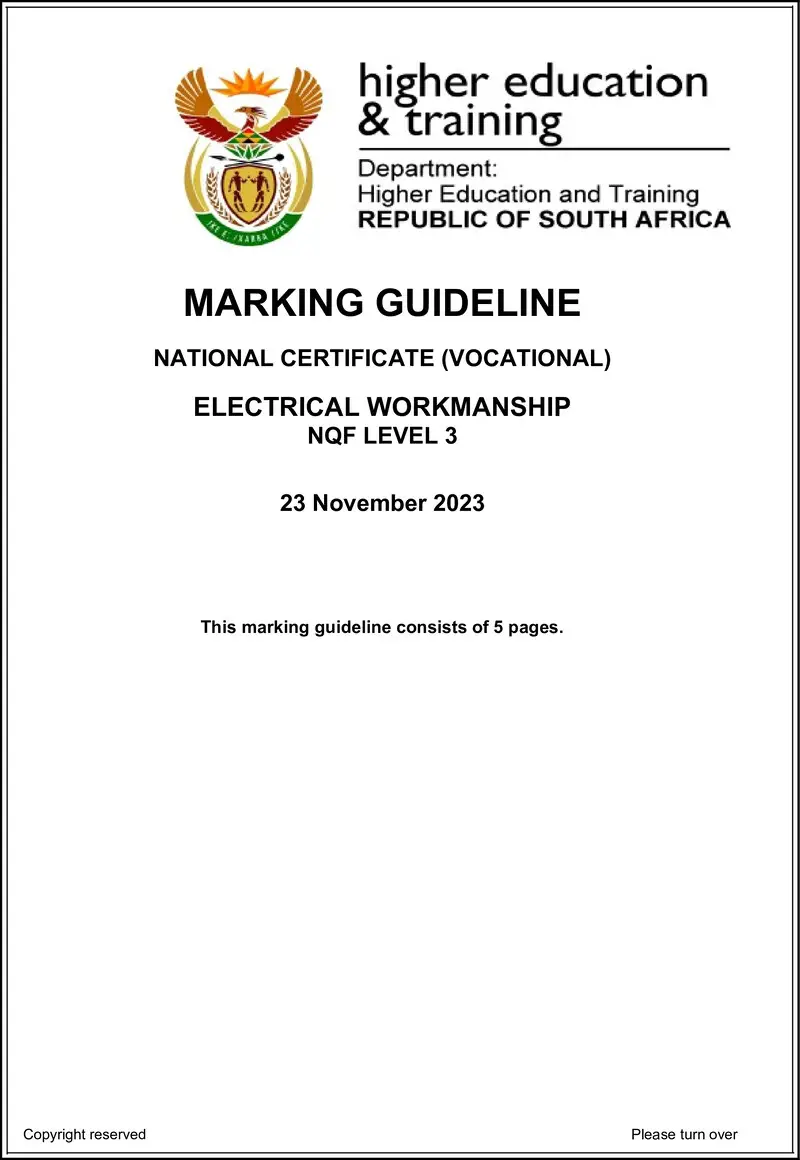 Electrical Workmanship L3 MEMO Nov 2023 Ed preview