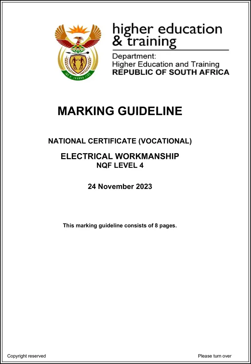 Electrical Workmanship L4 MEMO Nov 2023 preview