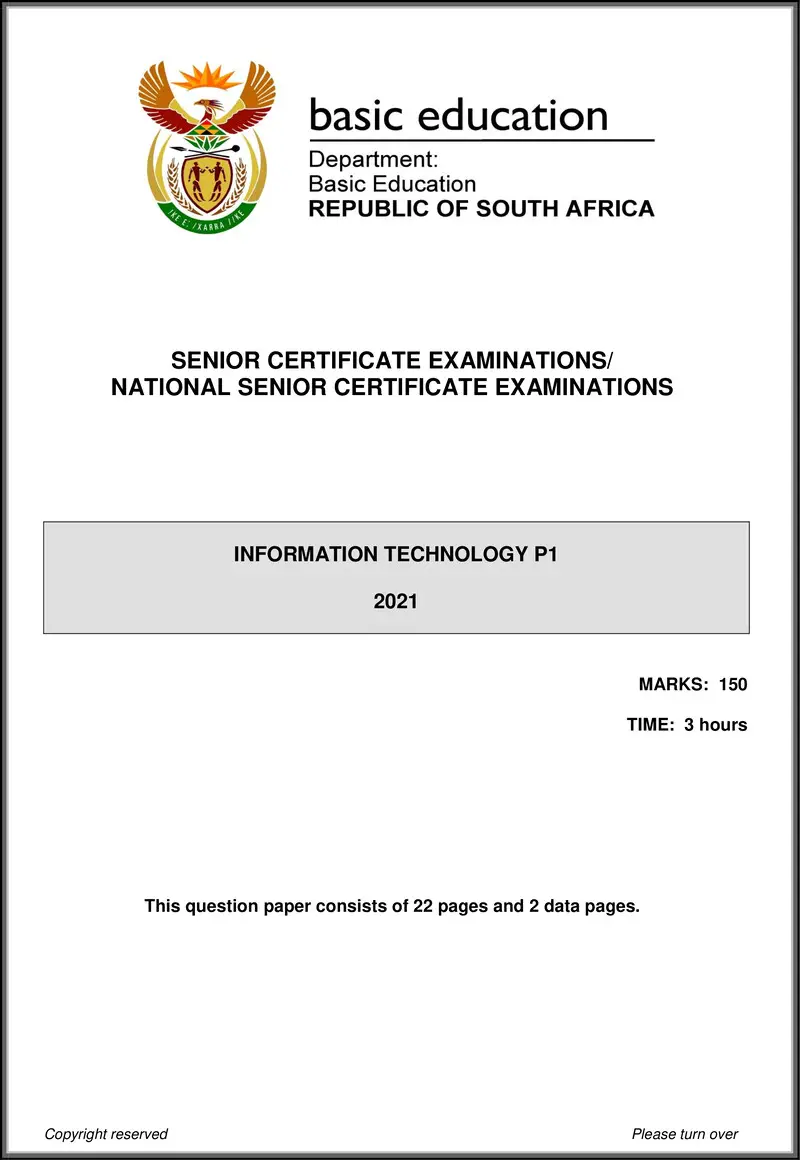 Grade 12 Information Technology past paper 2021 – information technology p1 may june 2021 eng gr12