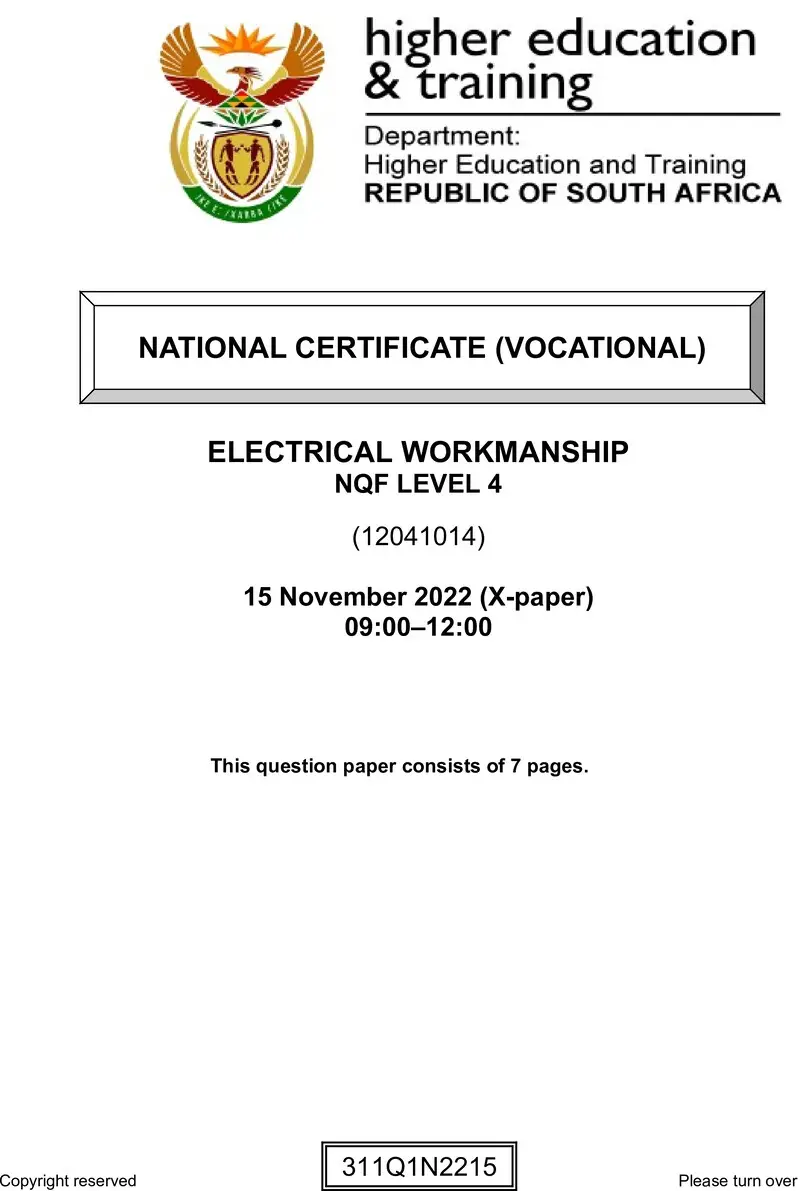 Electrical Workmanship L4 Nov QP 2022 preview