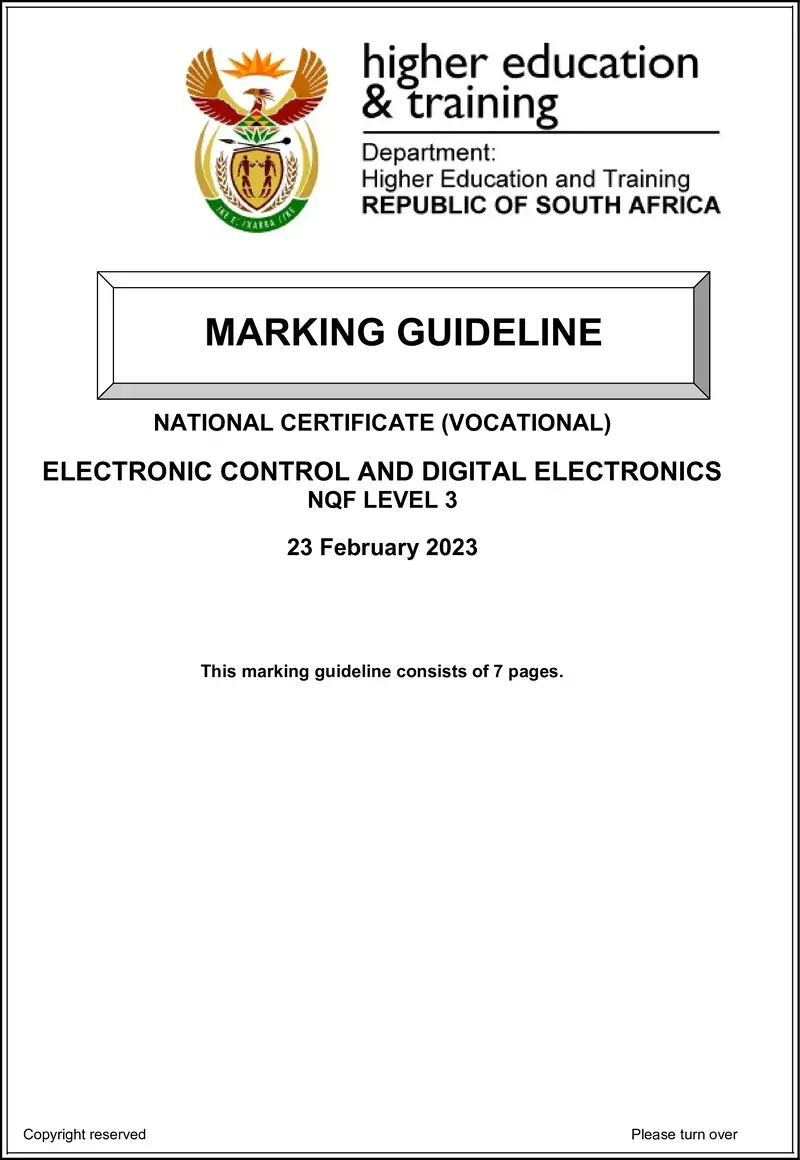 Electronic Control And Digital Electronics L3 MEMO Feb 2023 preview