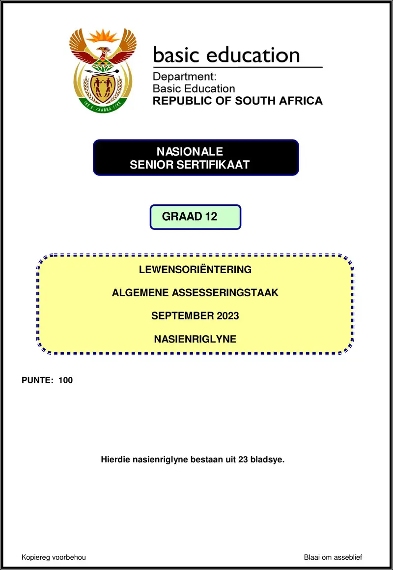 Grade 12 Life Orientation past paper 2023 – life orientation september 2023 mg afr gr12