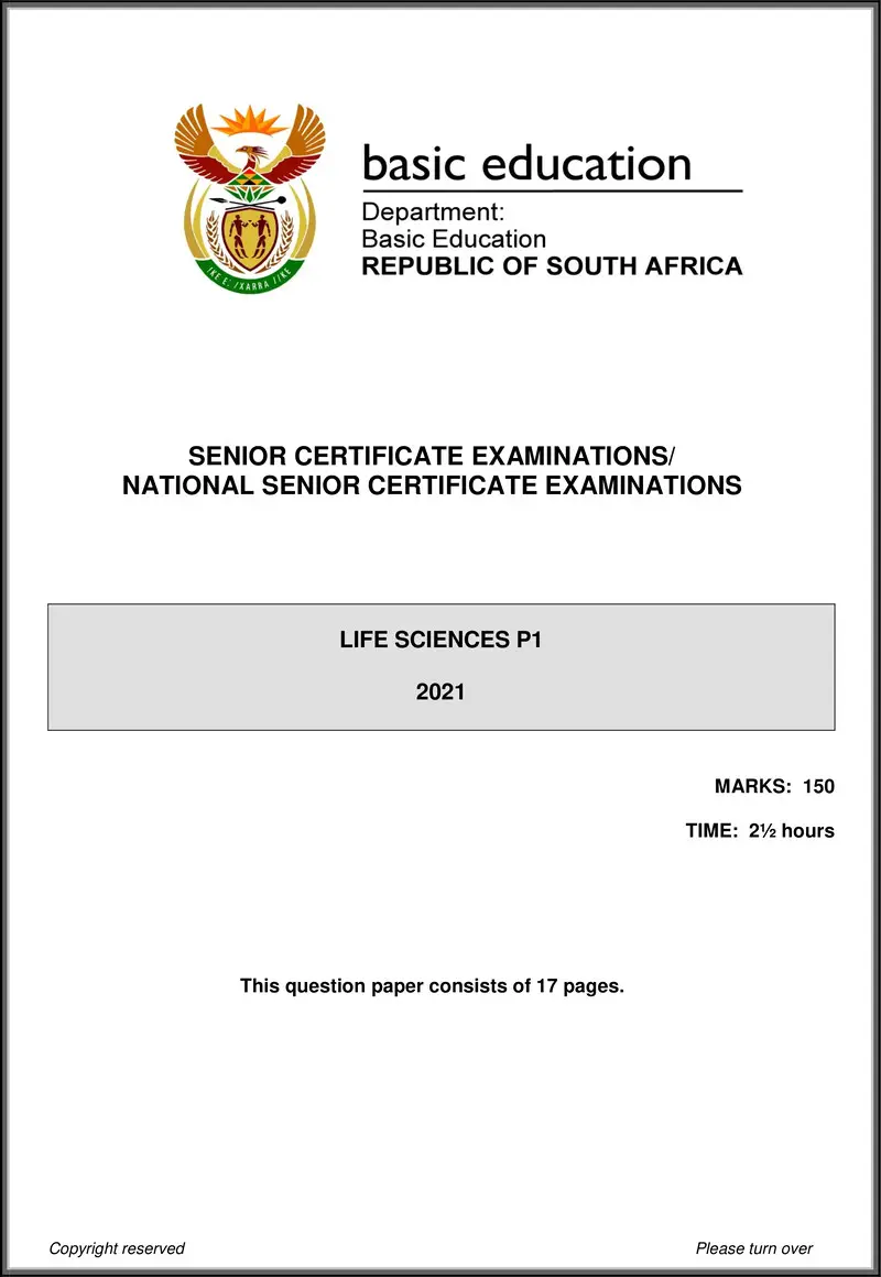 Grade 12 Life Sciences past paper 2021 – life sciences p1 may june 2021 eng gr12