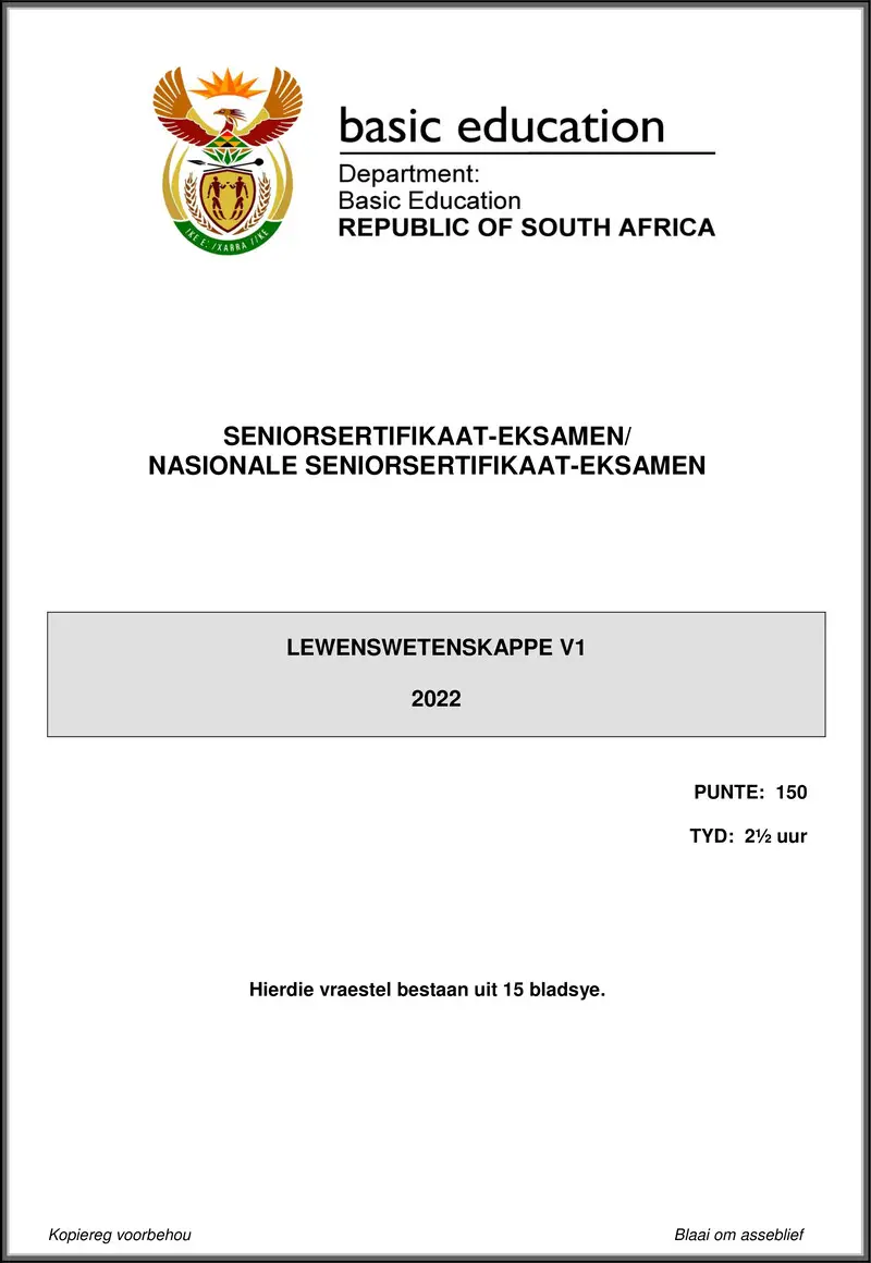Grade 12 Life Sciences past paper 2022 – life sciences p1 may june 2022 afr gr12
