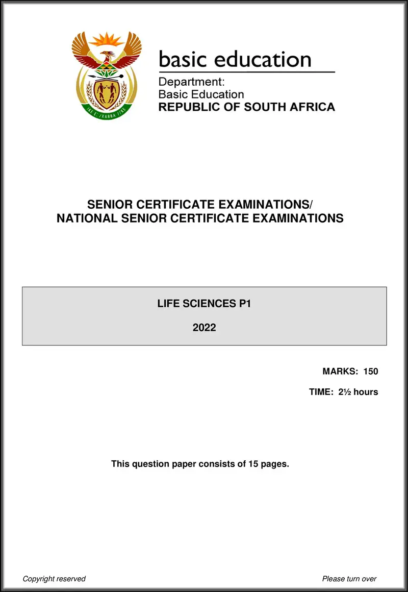 Grade 12 Life Sciences past paper 2022 – life sciences p1 may june 2022 eng gr12