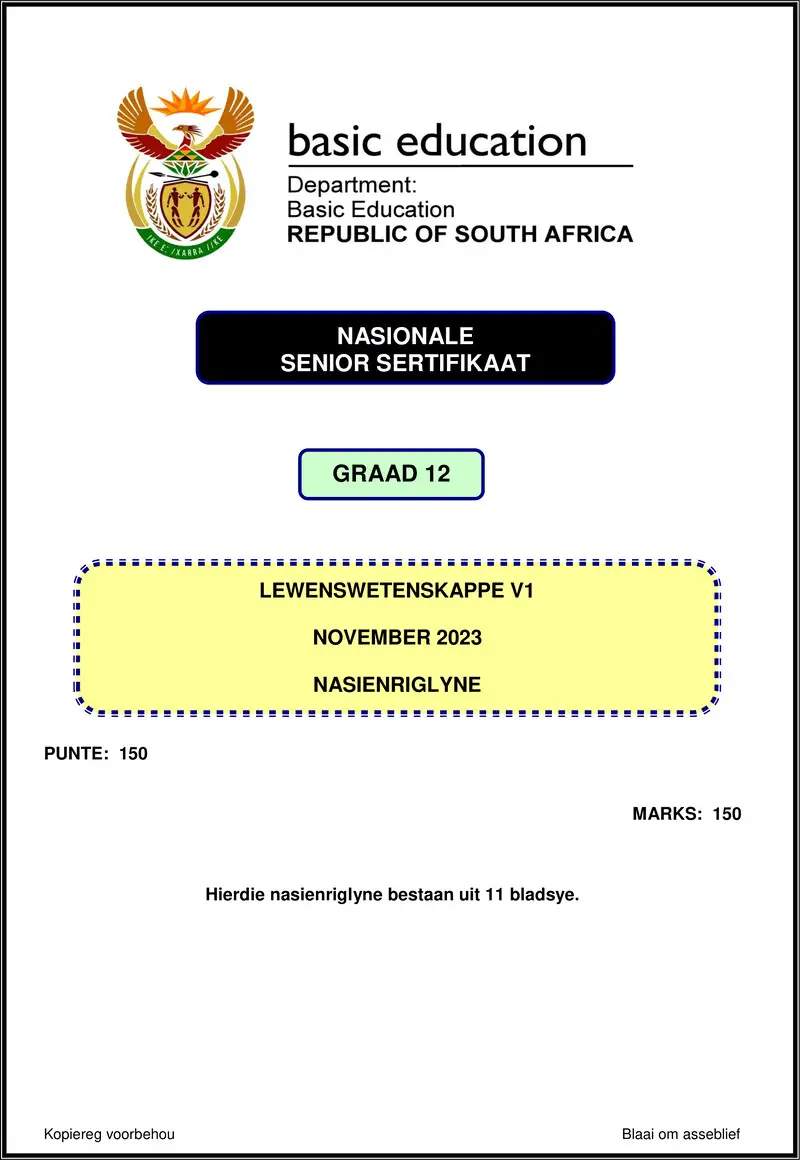 Grade 12 Life Sciences past paper 2023 – life sciences p1 nov 2023 mg afr gr12