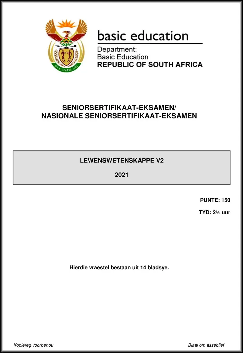 Grade 12 Life Sciences past paper 2021 – life sciences p2 may june 2021 afr gr12