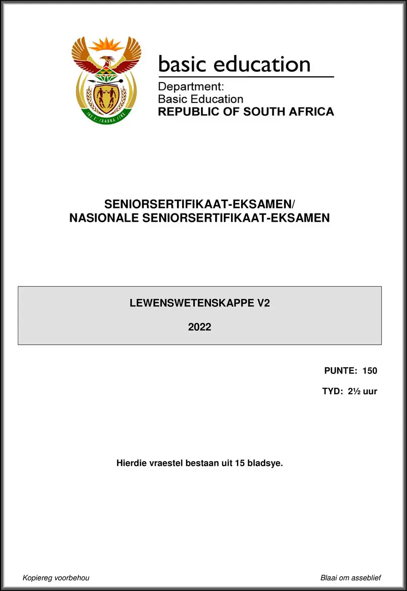 Grade 12 Life Sciences past paper 2022 – life sciences p2 may june 2022 afr gr12