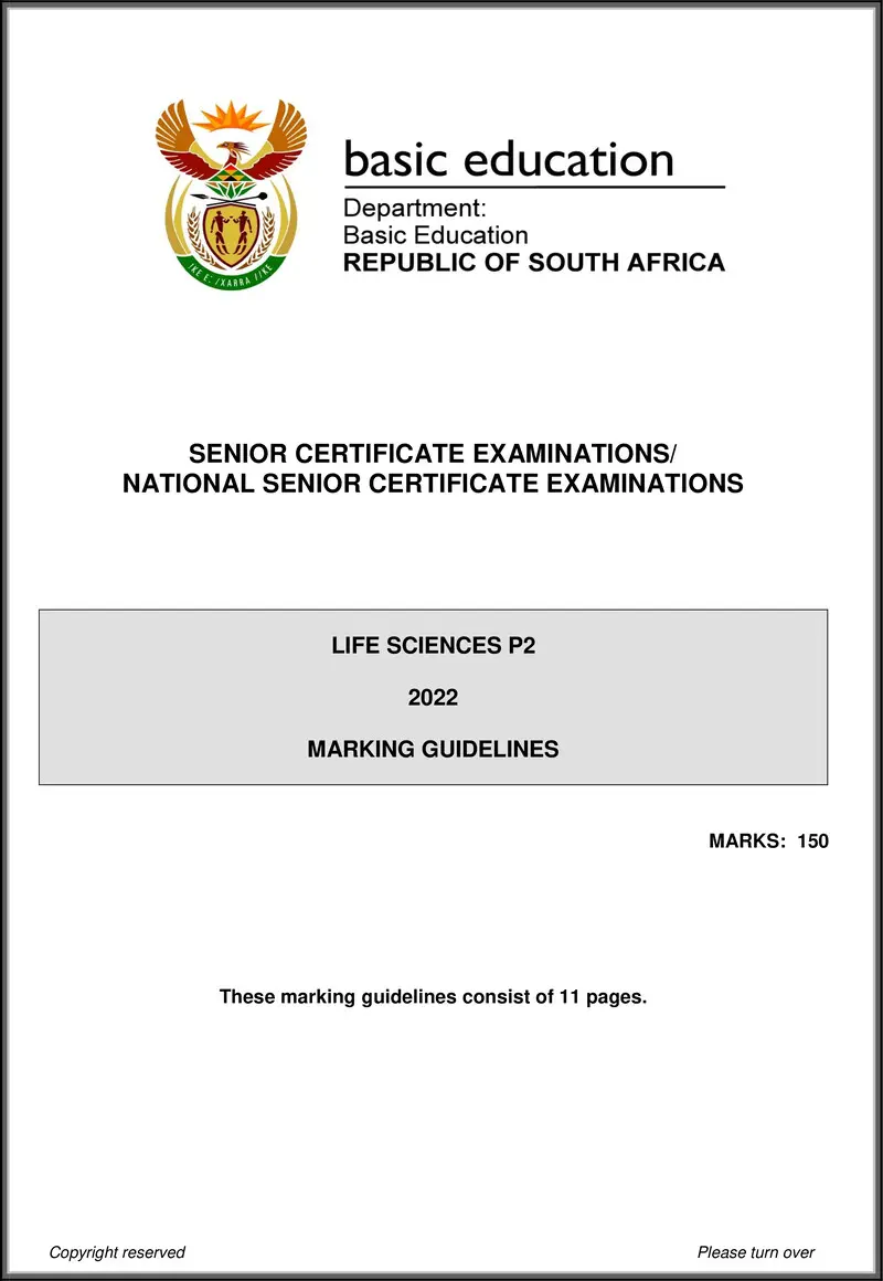 Grade 12 Life Sciences past paper 2022 – life sciences p2 may june 2022 mg eng gr12