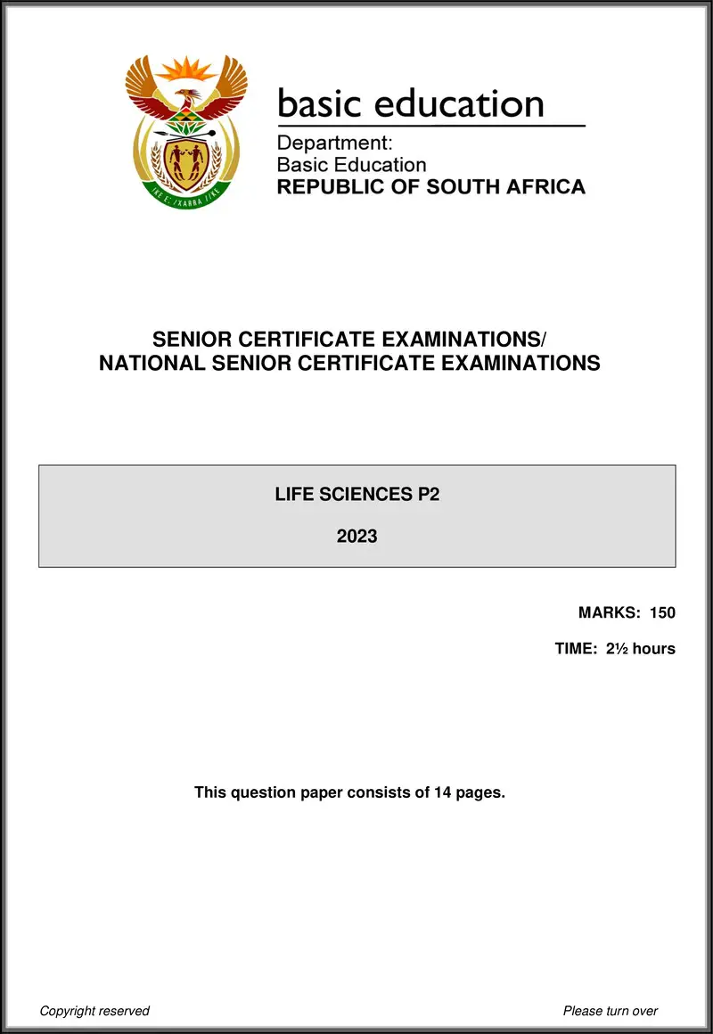 Grade 12 Life Sciences past paper 2023 – life sciences p2 may june 2023 eng gr12