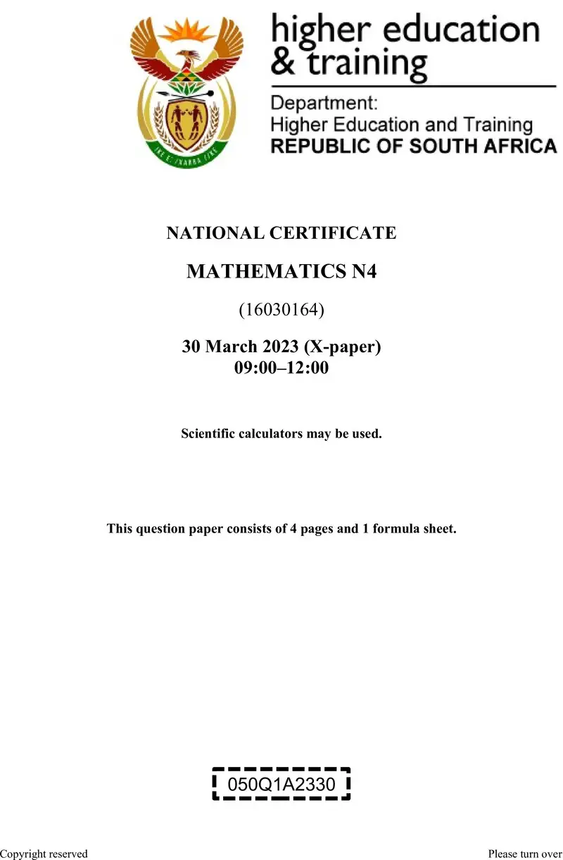 T1020 Mathematics N4 QP April 2023 preview