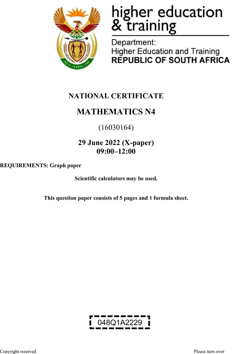 T1020 Mathematics N4 QP Aug 2022 preview