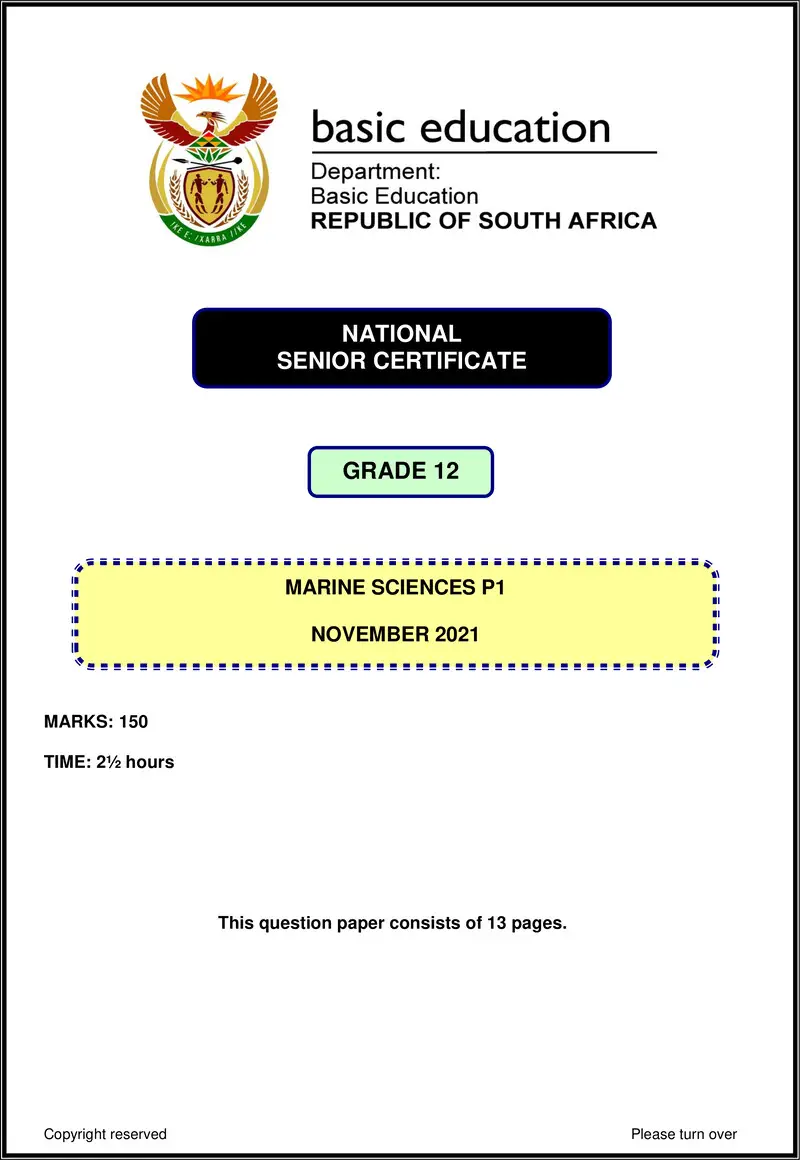 Grade 12 Dance past paper 2021 – marine sciences p1 nov 2021 eng gr12