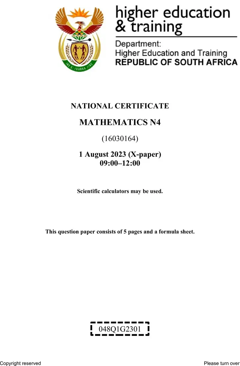 T1020 Mathematics N4 QP Aug 2023 preview