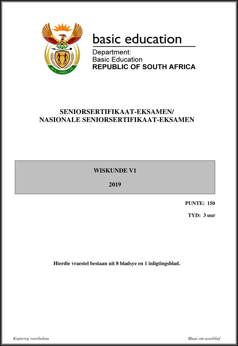 Grade 12 Mathematics past paper 2019 – mathematics p1 may june 2019 afr gr12