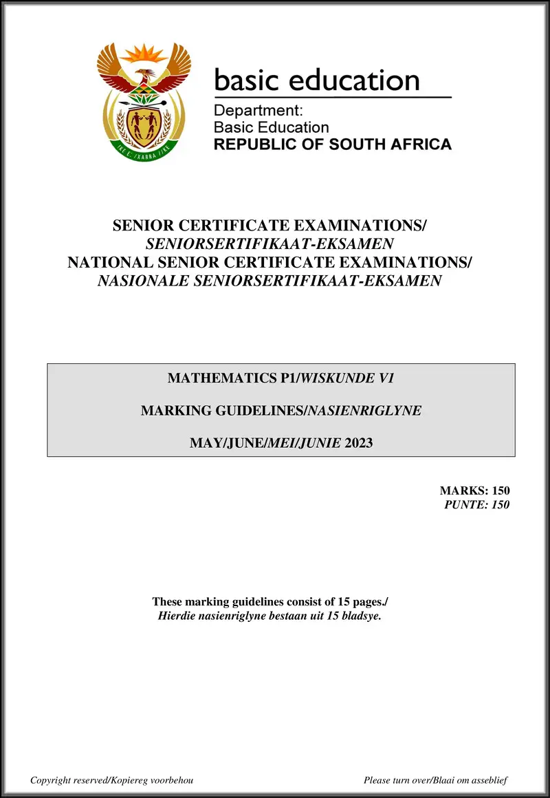 Grade 12 Mathematics past paper 2023 – mathematics p1 may june 2023 mg afr eng gr12