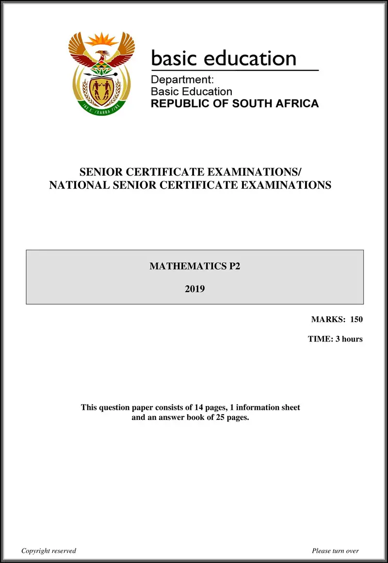Grade 12 Mathematics past paper 2019 – mathematics p2 may june 2019 eng gr12