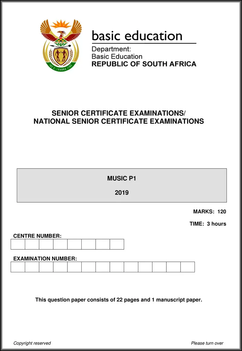 Grade 12 Music past paper 2019 – music p1 may june 2019 eng gr12