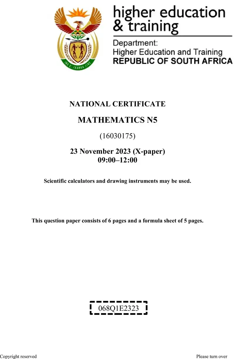T1030 Mathematics N5 QP Nov 2023 Ed preview