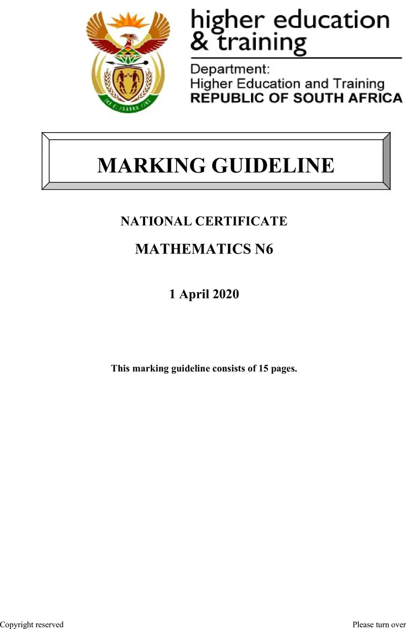 T1040 Mathematics N6 April MEMO 2020 preview